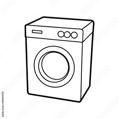 Vector Clip Art Illustration of a Washing Machine Outline Isolated on a White Background
