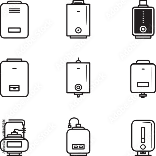 Smart Water Heater Ultra Minimalist Minimal Line Art Vector