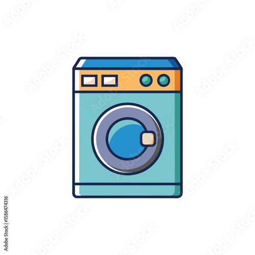 Vector Illustration of a Washing Machine Home Appliance Isolated on a White Background
