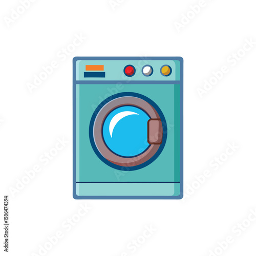 Vector Illustration of a Washing Machine Home Appliance Isolated on a White Background
