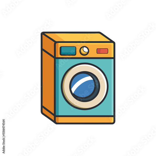 Vector Illustration of a Washing Machine Home Appliance Isolated on a White Background
