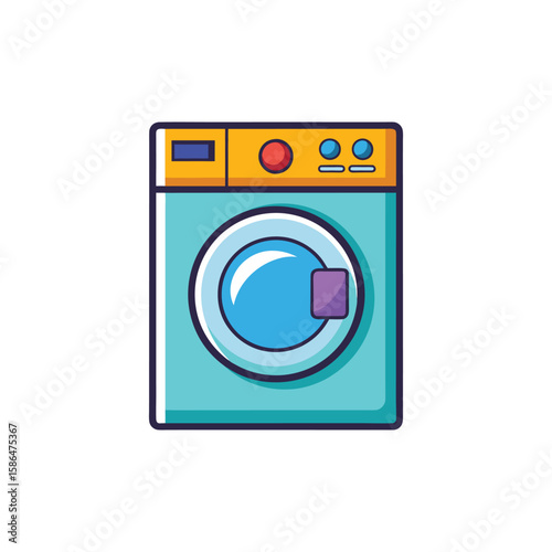 Vector Illustration of a Washing Machine Home Appliance Isolated on a White Background
