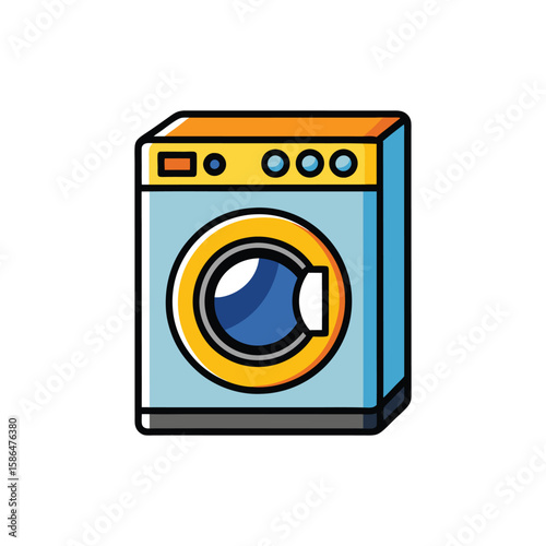 Vector Illustration of a Washing Machine Home Appliance Isolated on a White Background
