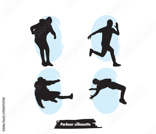 vector illustration of Parkour silhouette set