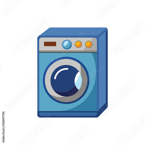 Vector Illustration of a Washing Machine Home Appliance Isolated on a White Background
