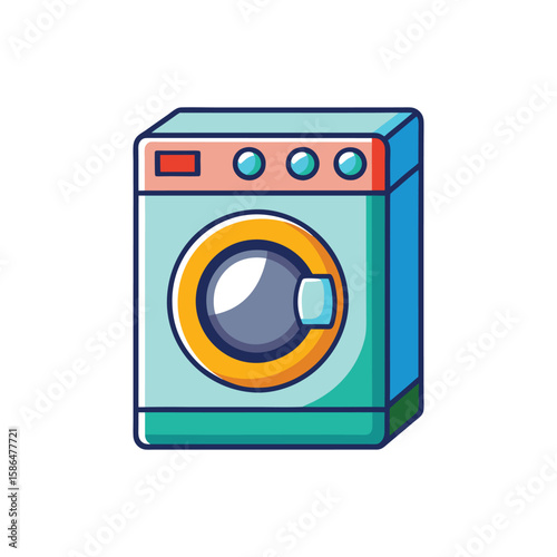 Vector Illustration of a Washing Machine Home Appliance Isolated on a White Background
