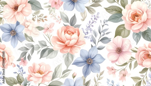 Delicate floral pattern on white background