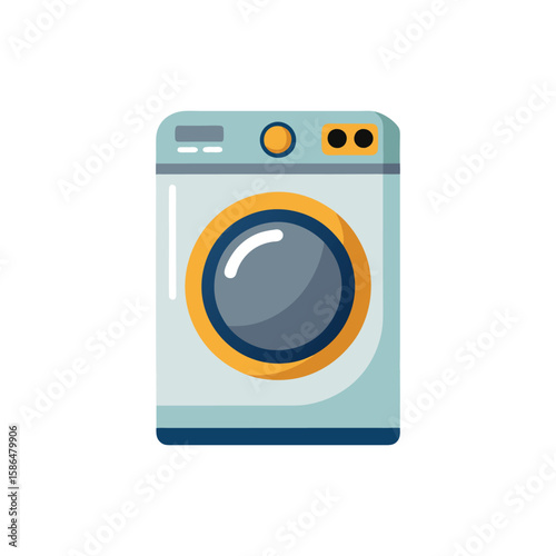 Vector Illustration of a Washing Machine Home Appliance Isolated on a White Background
