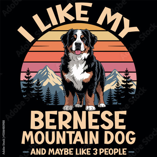 Funny Bernese Mountain Dog Owner Gift Vintage Sunset Pet Lover