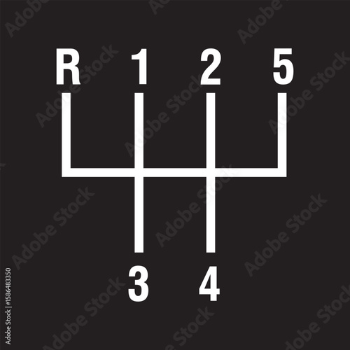 car manual shift lever icon outline collection in black and on white background