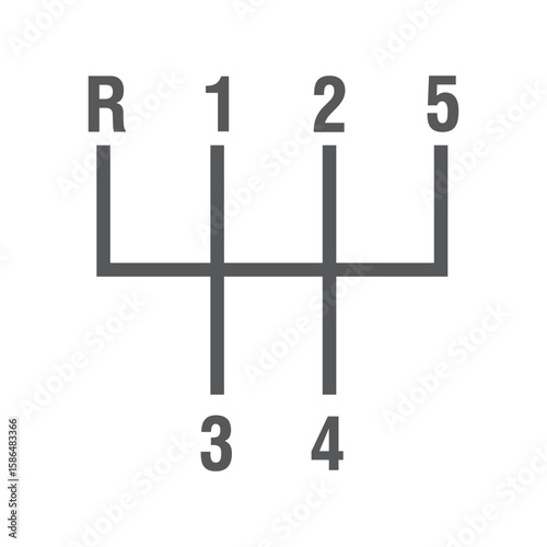 car manual shift lever icon outline collection in black and on white background