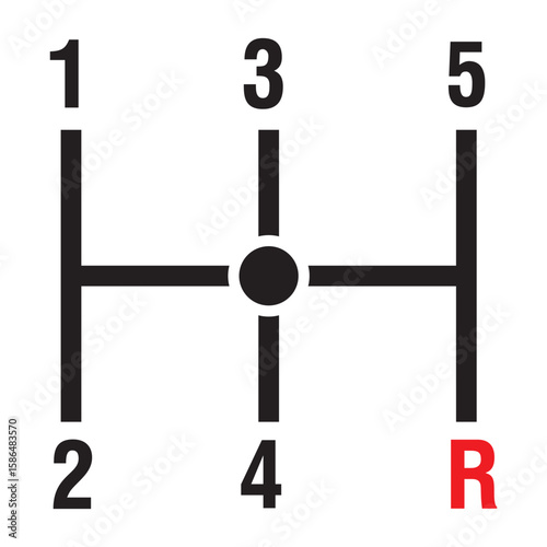 car manual shift lever icon outline collection in black and on white background