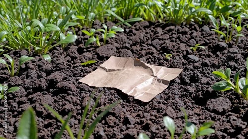 Sustainable Packaging Timelapse Biodegradable Material Decomposing and Integrating with Nature and Soil