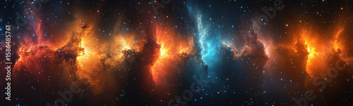 Colorful galaxy with stars and a black background