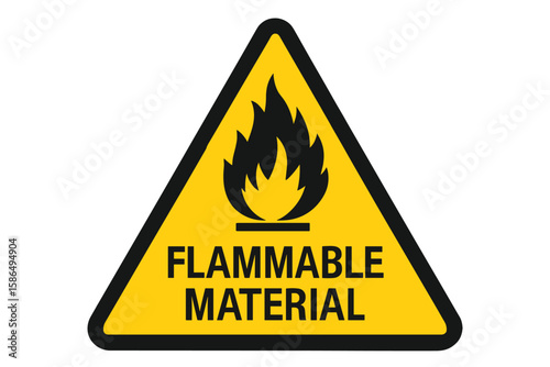 Flammable material warning sign. Safety hazard symbol with flame icon. Indicates risk from flammable gases, aerosols, liquids, or solids. Vector danger illustration.
