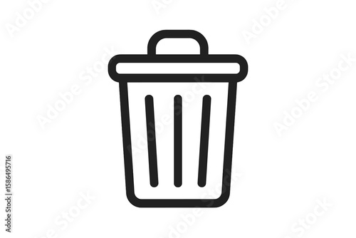 Trash Can Icon. Garbage Bin Symbol. Rubbish Container Outline. Simple Wastebasket Illustration. Dustbin for Waste Disposal. Minimalist Deletion Concept. Recycling Container. Clean Modern Vector Art.