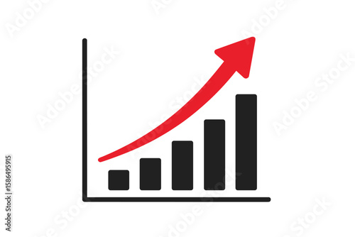Business Growth Success Chart, Upward Arrow Bar Graph, Increasing Trend Symbol, Boosting Revenue, Profitable Investment, Financial Progress, Economy Rise, Success Metrics, Stock Vector Illustration