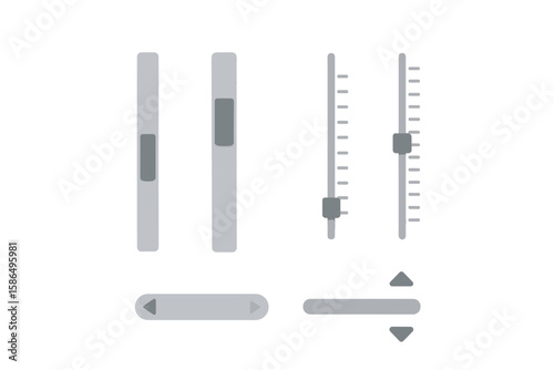 Modern Scrollbars and Sliders Set – Vertical and Horizontal UI Controls, Interface Widgets, Brightness Adjusters, Progress Bars, Navigation Elements, User Interaction Design, Web and App Components