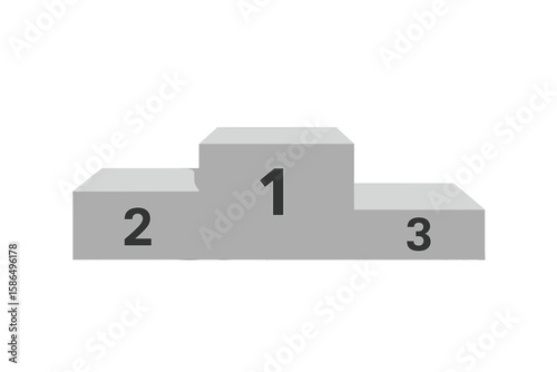 Realistic Winner Podium Stage, 1st 2nd 3rd Place Award Vector, Transparent Background, Minimalist Trophy Platform, Sports Ceremony Pedestal, Competition Victory Stand Illustration