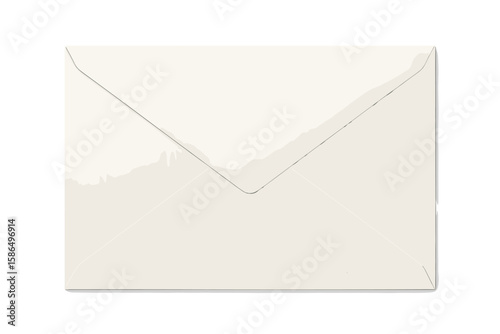 Realistic White Mail Envelope Vector Illustration, Closed Back View, Isolated on Transparent Background, Stationery Mockup, Blank Paper Envelope Template, Postal Communication Concept