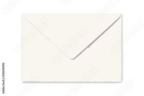 Realistic White Mail Envelope Vector Illustration, Closed Back View, Isolated on Transparent Background, Blank Stationery Template, Classic Paper Envelope Mockup, Postal Communication Concept