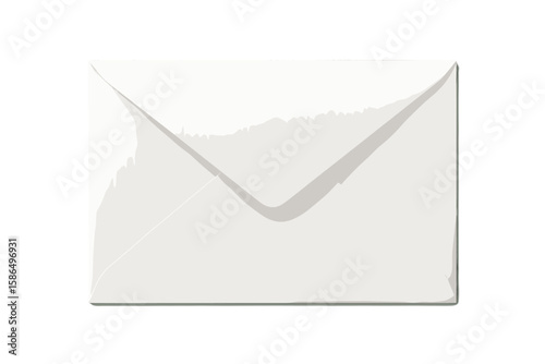 Realistic White Mail Envelope Vector Illustration, Closed Back View, Isolated on Transparent Background, Stationery Mockup, Blank Paper Envelope Template, Postal Communication Concept