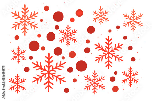 Festive Red Snowflake and Bokeh Pattern Vector Background, Winter Holiday Seamless Design, Christmas Celebration, Transparent Backdrop, Seasonal Abstract Decoration, Modern Graphic Resource