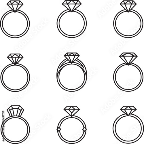 Solitaire Ring Ultra Minimalist 2D Line Art Vector