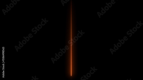 Single Orange Neon Line on Black Background abstract