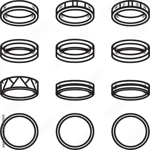 Stackable Rings Minimalist 2D Line Vector