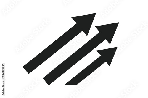 Arrows moving forward. Symbol of business team growth, competition, and progress. Metaphor for corporate achievement, success way, and forward direction. Vector icon.