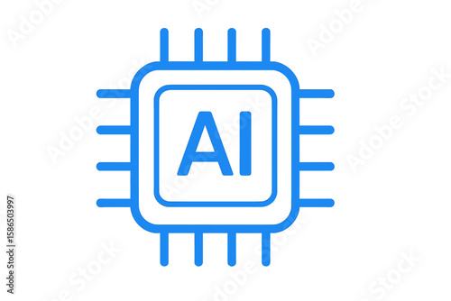 Artificial Intelligence AI icon. Microchip symbol. CPU processor concept. Machine learning, technology, neural network. Vector illustration for web, app, or logo design.