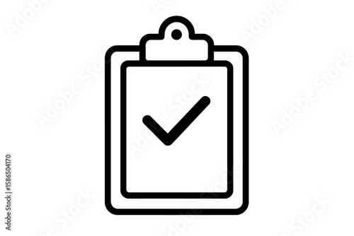 Clipboard with check mark icon. Task done, completed project, or approved document concept. Quality control check, survey, and successful agreement symbol. To-do list.