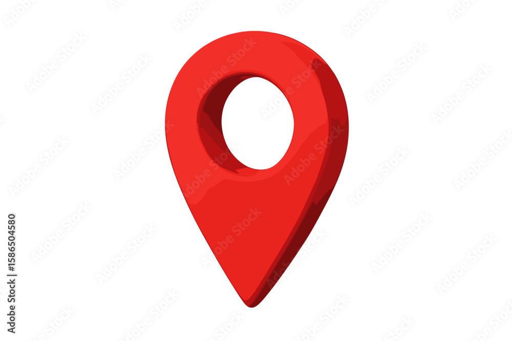 Fototapeta premium 3D Location Pin Icon, Red Map Marker, GPS Navigation Symbol, Modern Position Indicator, Geolocation Pointer, Transparent Vector, Digital Mapping Tool, Isolated Travel Navigation Element