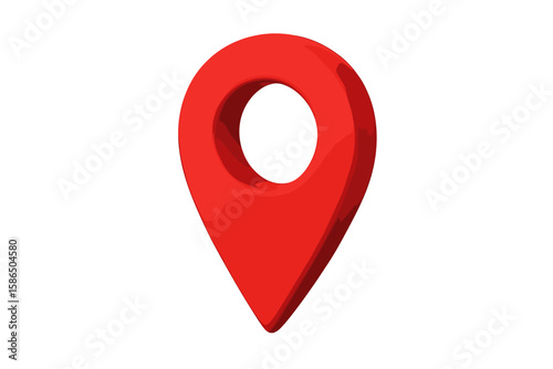 3D Location Pin Icon, Red Map Marker, GPS Navigation Symbol, Modern Position Indicator, Geolocation Pointer, Transparent Vector, Digital Mapping Tool, Isolated Travel Navigation Element