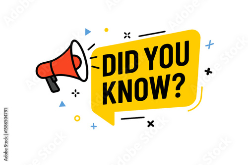 Modern Did You Know label with loudspeaker. Web banner for business, marketing, advertising, and blog. Megaphone announcement fun fact concept vector illustration.