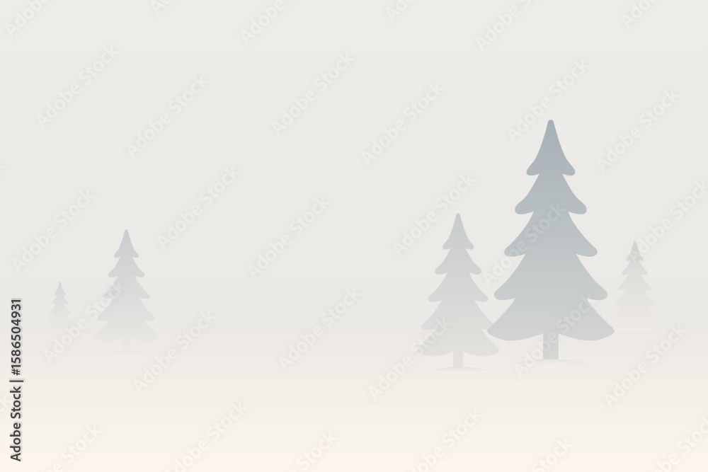 Fototapeta premium Serene Winter Landscape with Frosty Trees in Soft Fog Atmosphere