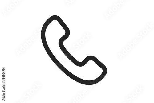 Minimalist Phone Icon, Call Dialer Symbol, Mobile Communication Vector, Black Outline Handset, Modern Telecommunication Sign, Clear Transparent Background PNG, Flat Vector Illustration