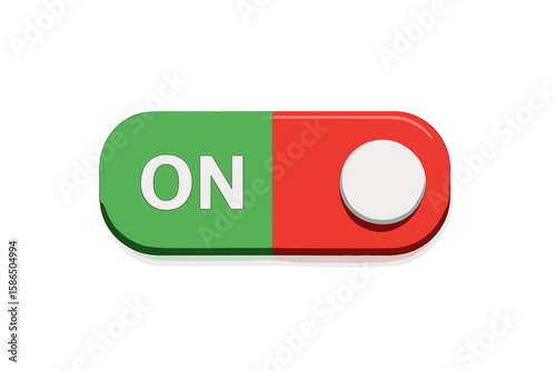 3D On Off Switch Button Vector, Red and Green Toggle Icon, Power Control Symbol, Realistic Slider UI Element on Transparent Background, Editable PNG and Vector Illustration