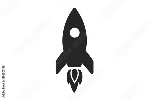 Rocket Icon Silhouette Vector, Simple Spacecraft Symbol with Modern Retro Style, Minimalist Flat Black Rocketship Clipart, Isolated on Transparent Background, Futuristic Space Travel Concept Art