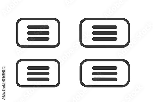 Set of black menu buttons for website UI navigation. Hamburger web and mobile app menu icons. Burger menu UI design elements and modern navigation buttons for user interface.