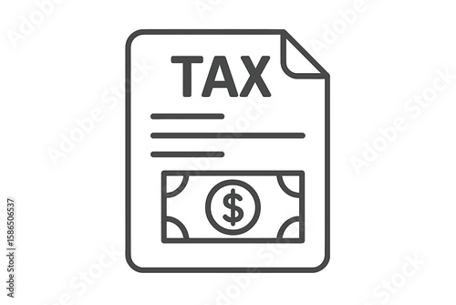 Tax Document Icon, Paper Bill Statement with Money Symbol, Financial Receipt, IRS Tax Form, Banking and Accounting Vector, Transparent Background Illustration, Payment and Income Concept