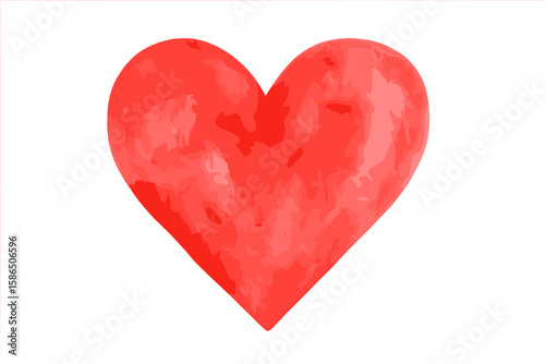 Watercolor Red Heart Shape. Hand Drawn, Brush Painted Love Symbol. Romantic Valentine’s Day Clip Art. Isolated Transparent Vector Illustration. Artistic Greeting Card Element.