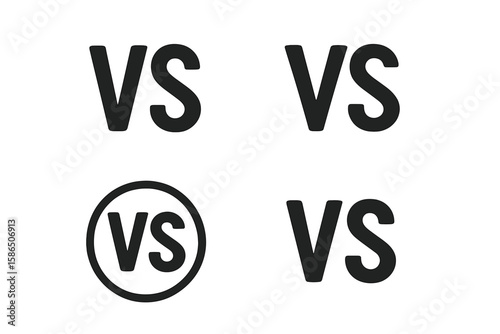 VS versus logo icon set. Battle and comparison symbol collection. Competition, fight, and sport confrontation emblem. Team A vs Team B concept for graphic design.