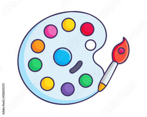 Palette of Colors: A vibrant illustration of an artist's palette, complete with an array of colorful paints and a pristine paintbrush.