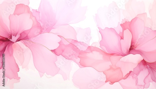 Delicate pink floral abstract background.  Soft, flowing, translucent petals in varying shades of pink create a serene and elegant design