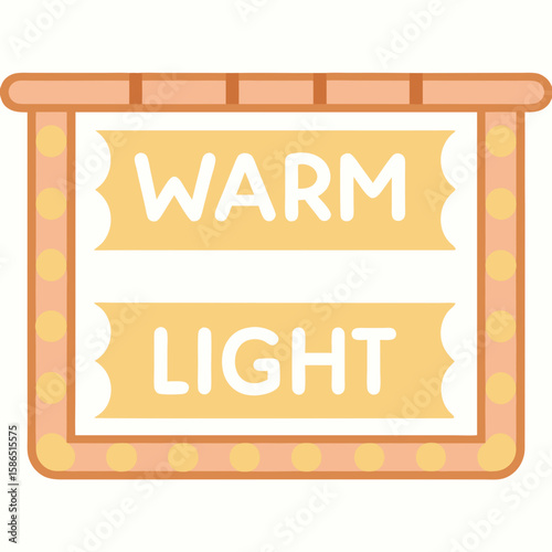 Warm light sign in retro style with pastel tones