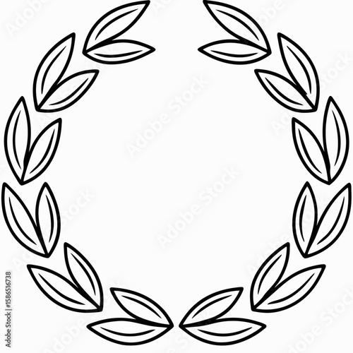 Wreath made of leaves in minimal hand-drawn style