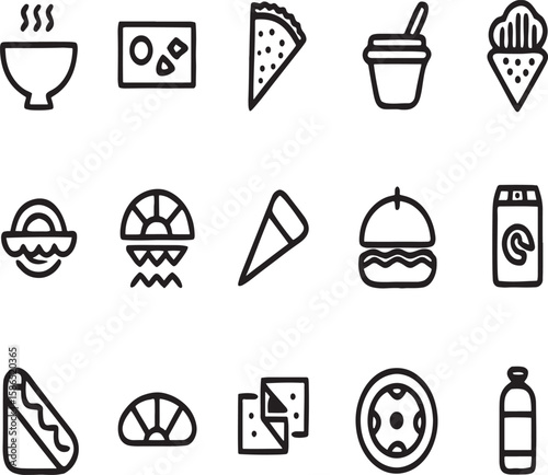 Collection of Food and Drink Line Icons Perfect for Menus, Apps, and Websites
