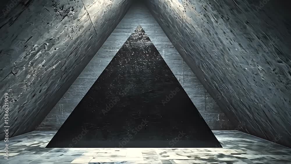 Abstract architectural interior with a central triangular void